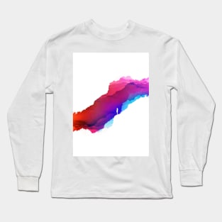 Watercolor Fearless Girl Purple Blue Art Print Long Sleeve T-Shirt